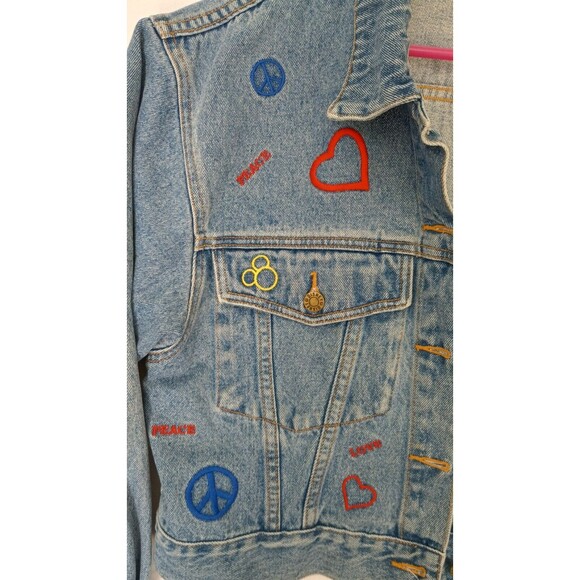 Vintage Disney Store Denim Jean Jacket Cropped Embroidered Mickey Mouse X-Large - Picture 5 of 16